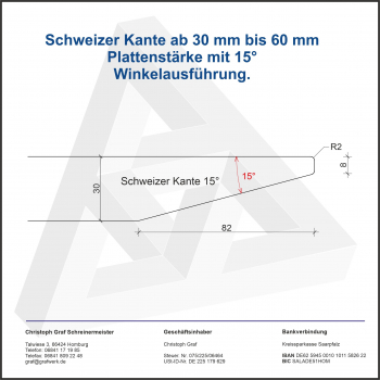 Esche Europäisch mit Braunkern Massivholzplatte 50 mm